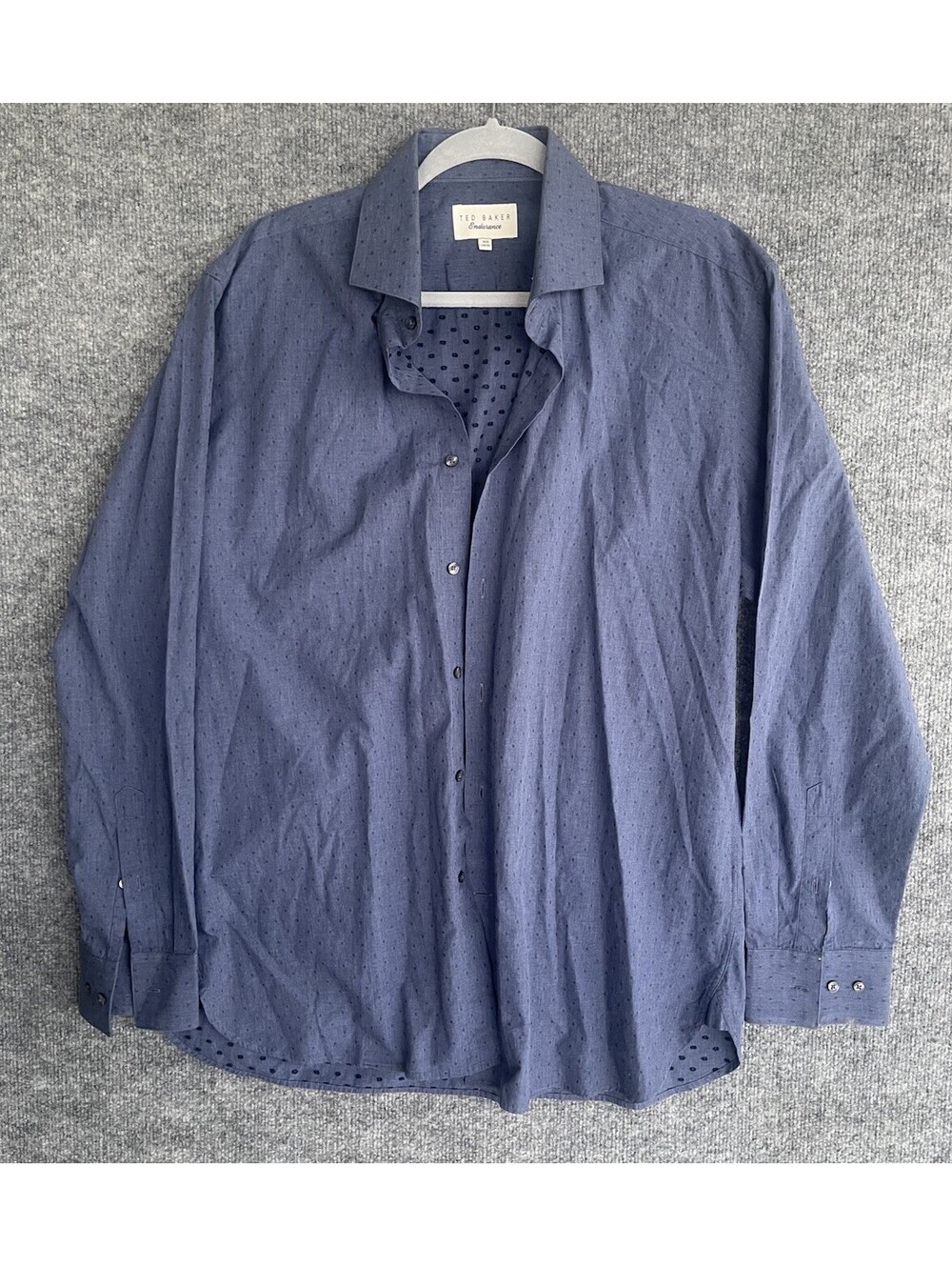 Ted Baker Endurance Men’s Dress Shirt 16.5 34/35 Blue Dot Long Sleeve Cotton
